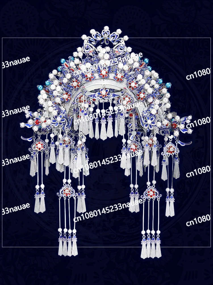 

Blue and white play crown 3D three-dimensional puzzle assembly model Guofeng handmade DIY ornament