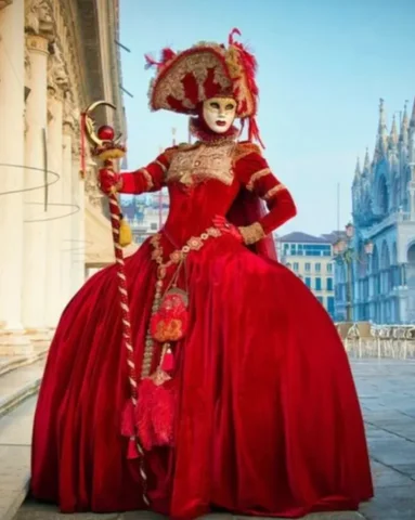 Medieval Venice Carnival Ball Gown Dress Victorian Vintage Red Costume for Women Halloween