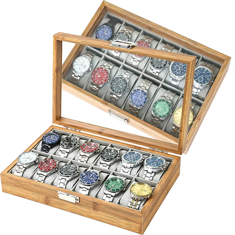 3 6 10 12 Slots Bammboo Wooden Watch Collection Box Case Wrist Watch Storage Case for Women & Men Chinese style Watch Storage