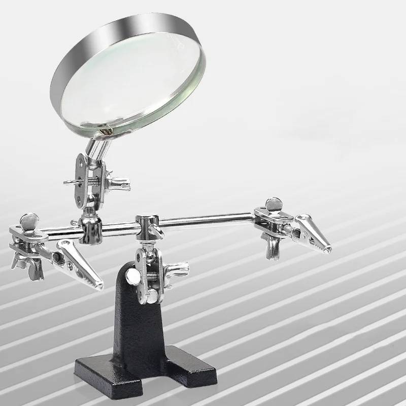 Third Hand Soldering Tool with 5X Magnifying Glass Helping Hands Station with Adjustable Clips for Electronics Repair