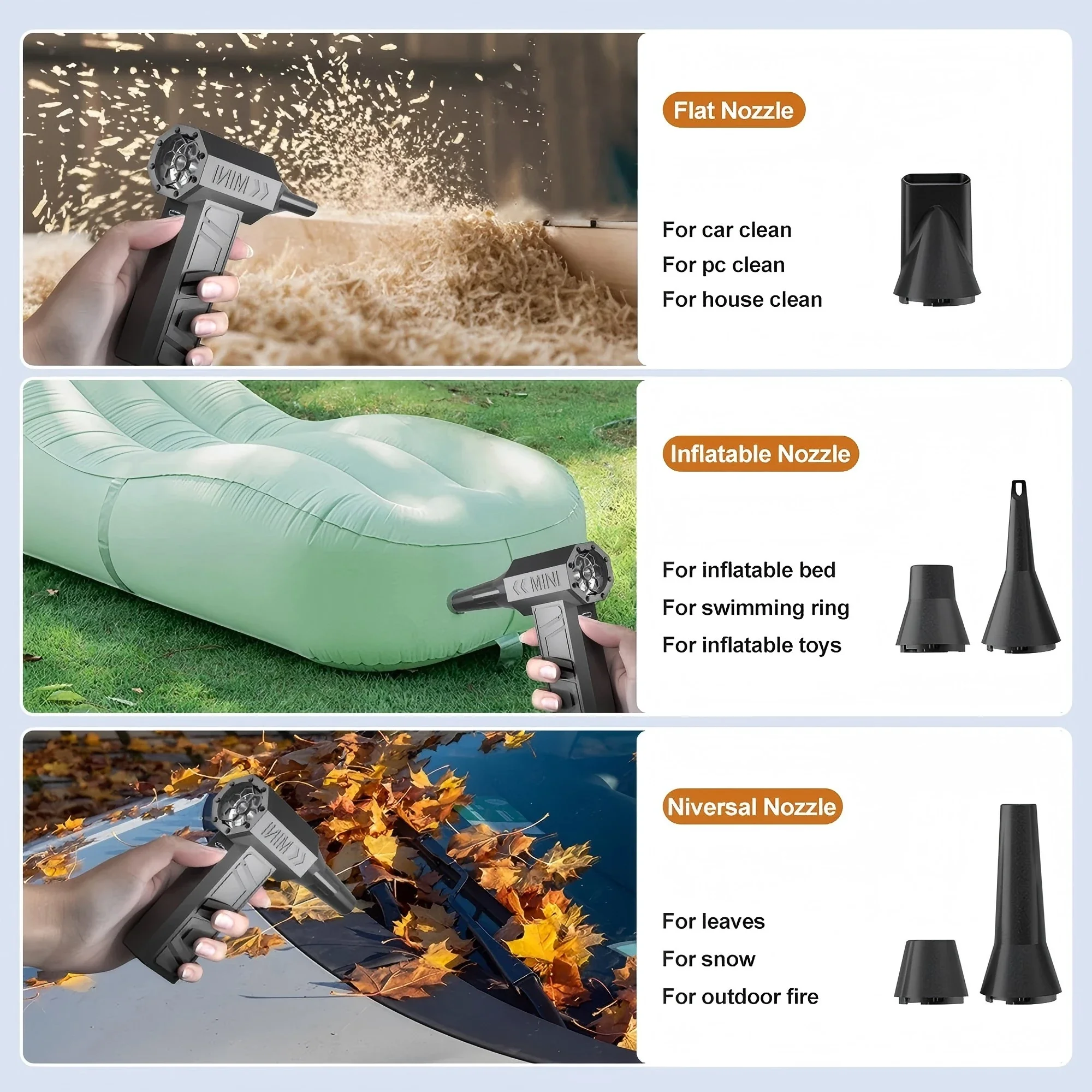 780,000 RPH منفاخ الهواء التوربينات الكهربائية مروحة قوية فرش السيارات عالية السرعة التوربينات مروحة نفاثة USB قوية إزالة الغبار صغيرة