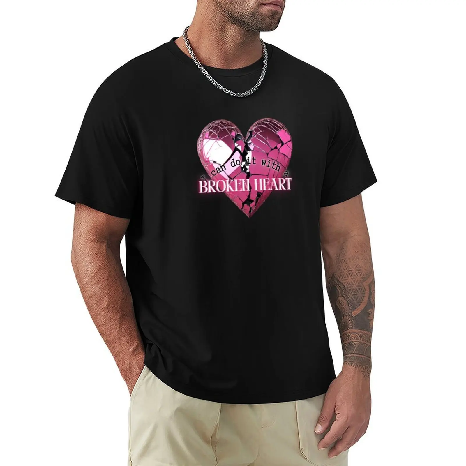 Puedo hacerlo con una camiseta con estampado de corazón roto, camiseta básica de manga corta de color liso