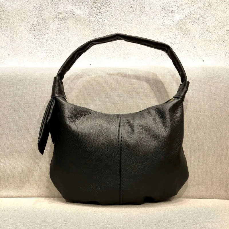 Bolso de mano de cuero genuino con cremallera para Mujer, cartera Grunge Y2k de gran capacidad, tendencia de otoño, 2023