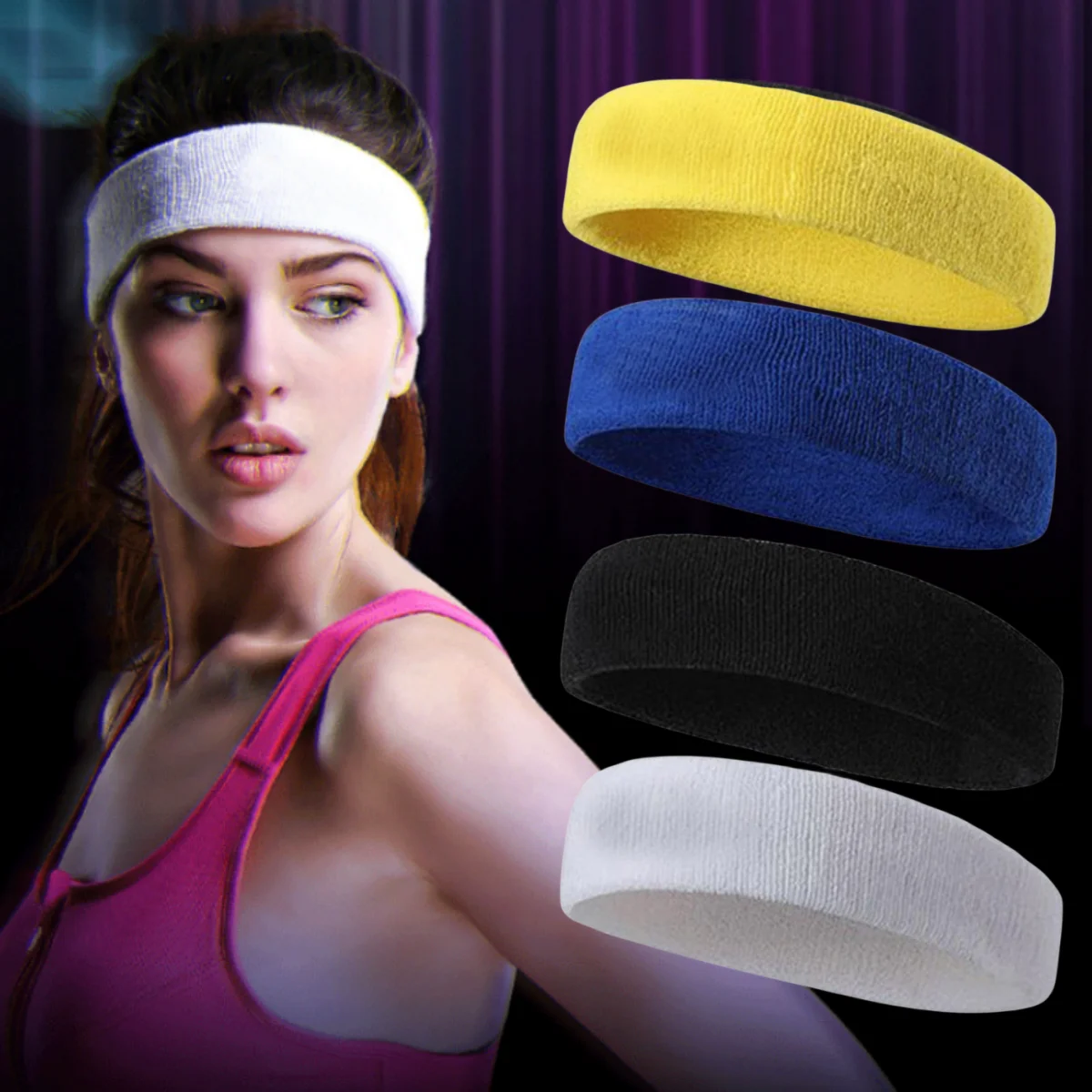 

Sports Headband Running Fitness Sweatband Elastic Absorbent Sweat Cycling Jog Tennis Yoga Gym Head Band Hair Bandage Men Women