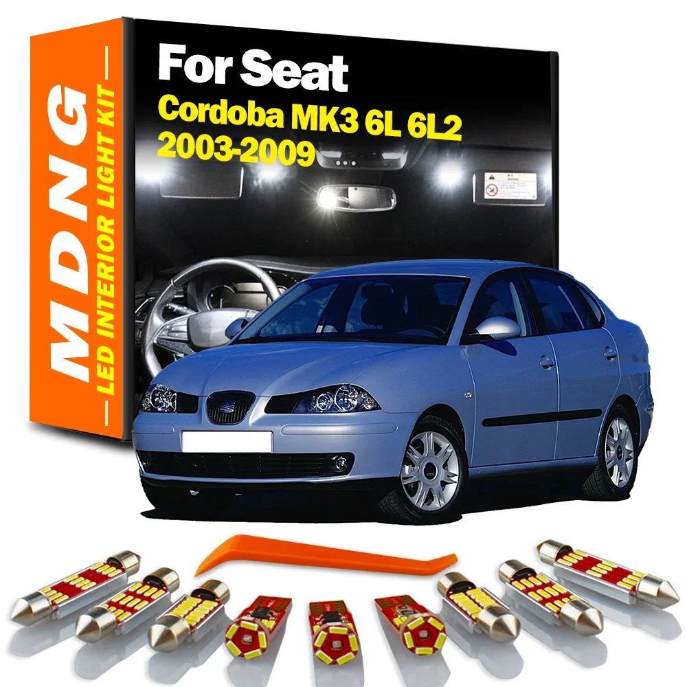 MDNG 11Pcs LED Interior Map Dome Trunk Light Kit For Seat Cordoba MK3 6L 6L2 2003 2004 2005 2006 2007 2008 2009 Car Bulbs Canbus