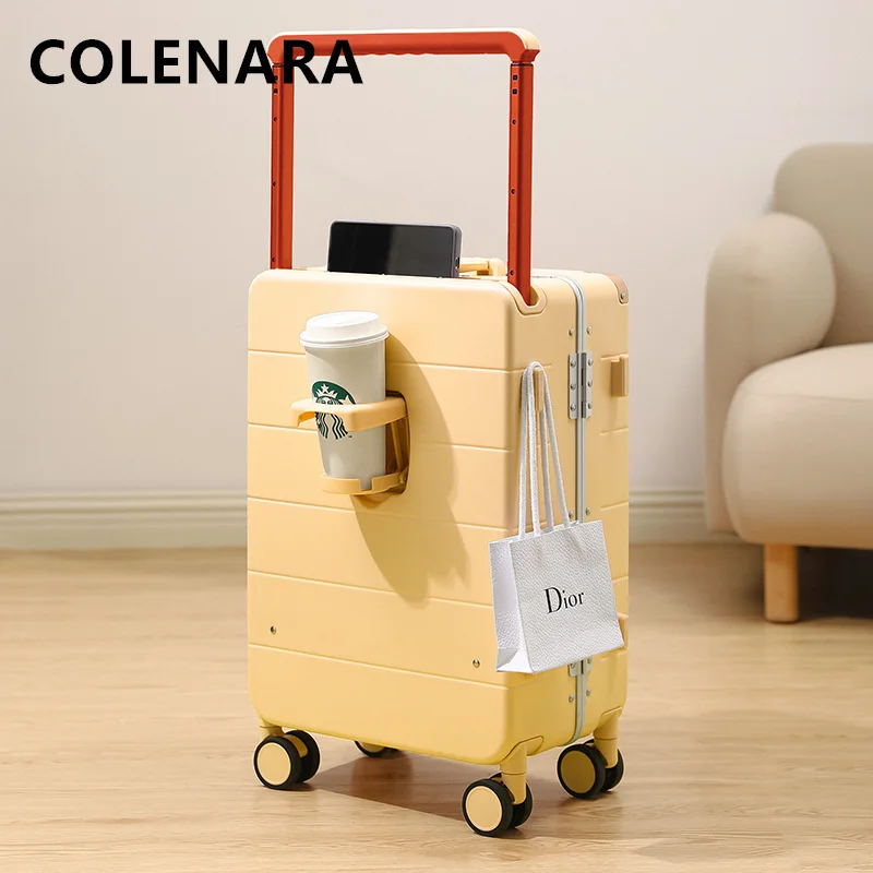 COLENARA-Bagagem de Viagem, Caixa de Embarque PC, Moldura De Alumínio, Mala De Trolley Com Rodas, Mala De Rolamento, 24 ", 26", 20"