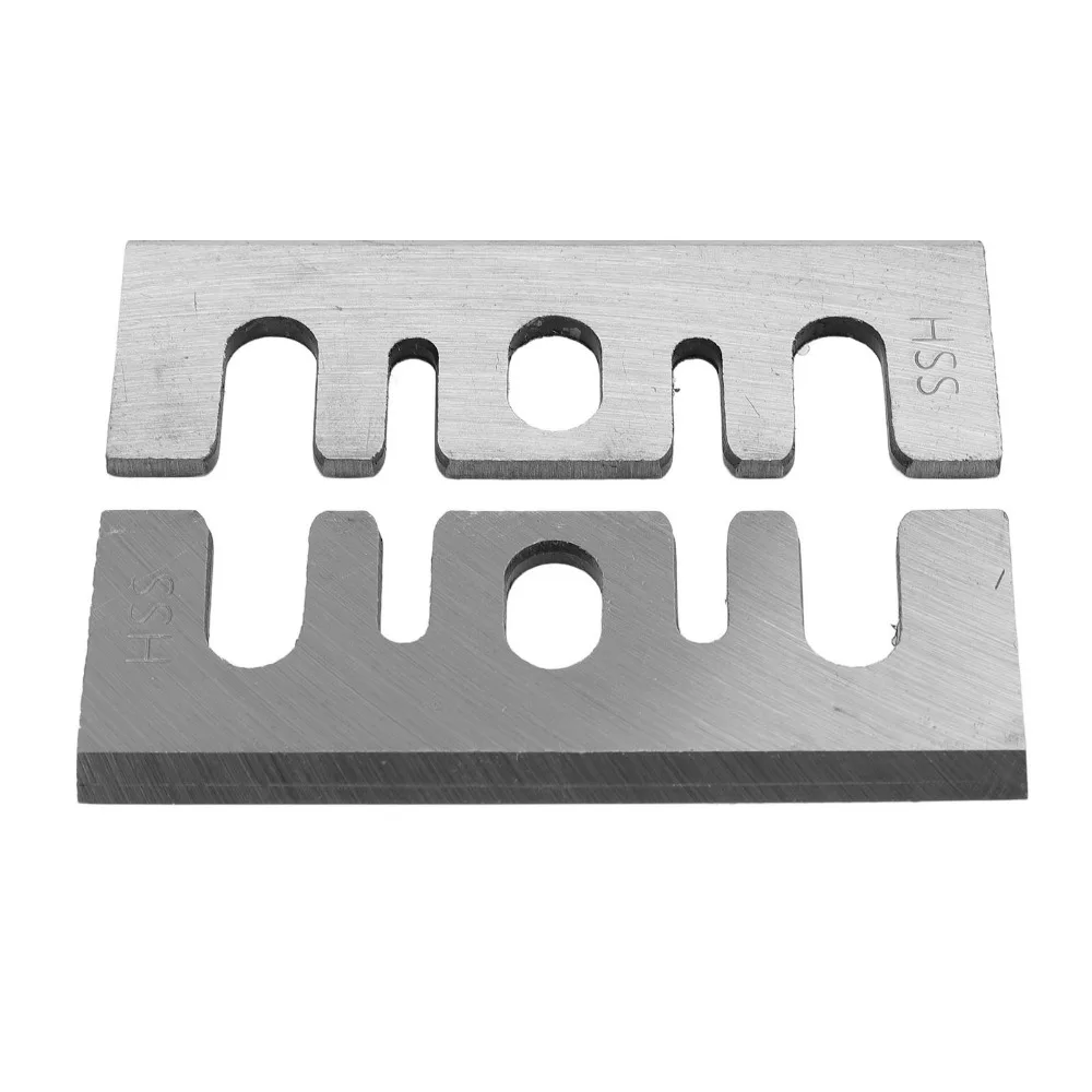 2pcs High Speed Steel Electric Planer Blades Re Sharpenable Silver Tone Planer Blade Replacement 82mm High Speed Steel Blades