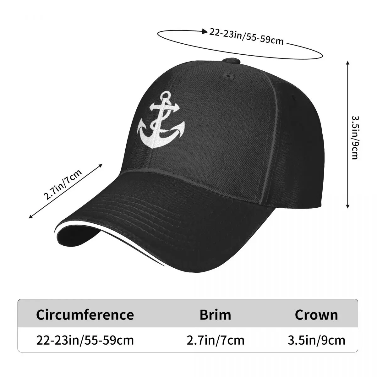 Czapka z daszkiem Nautical Anchor Solidna bawełniana regulowana czapka z daszkiem Casquette