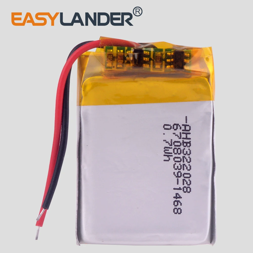 322028 3.7V 0.7Wh Rechargeable li-Polymer Lipo Battery For bluetooth headset mp3 speaker  TomTom runner cardio fitsmart watch