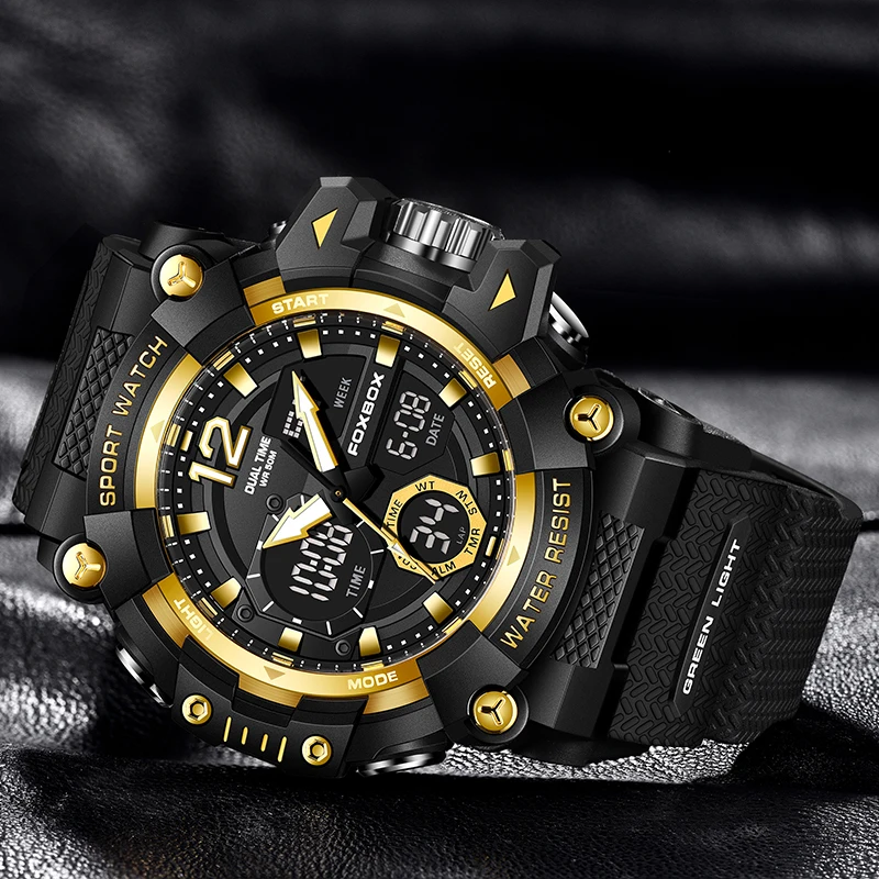2025 Nuovi orologi digitali analogici da uomo FOXBOX Orologio da polso al quarzo militare di lusso di marca Cronografo sportivo impermeabile di moda