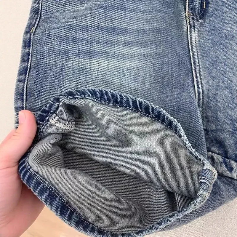 Vintage Blue Loose-Fitting Denim Short Pants - Chic and Trendy High-Waisted Straight-Leg Pants for Women