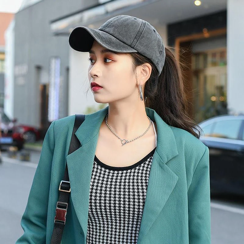 

Vintage Ponytail Baseball Cap Women Adjustable Snapback Hat Distressed Summer Cap Woman Sunhat