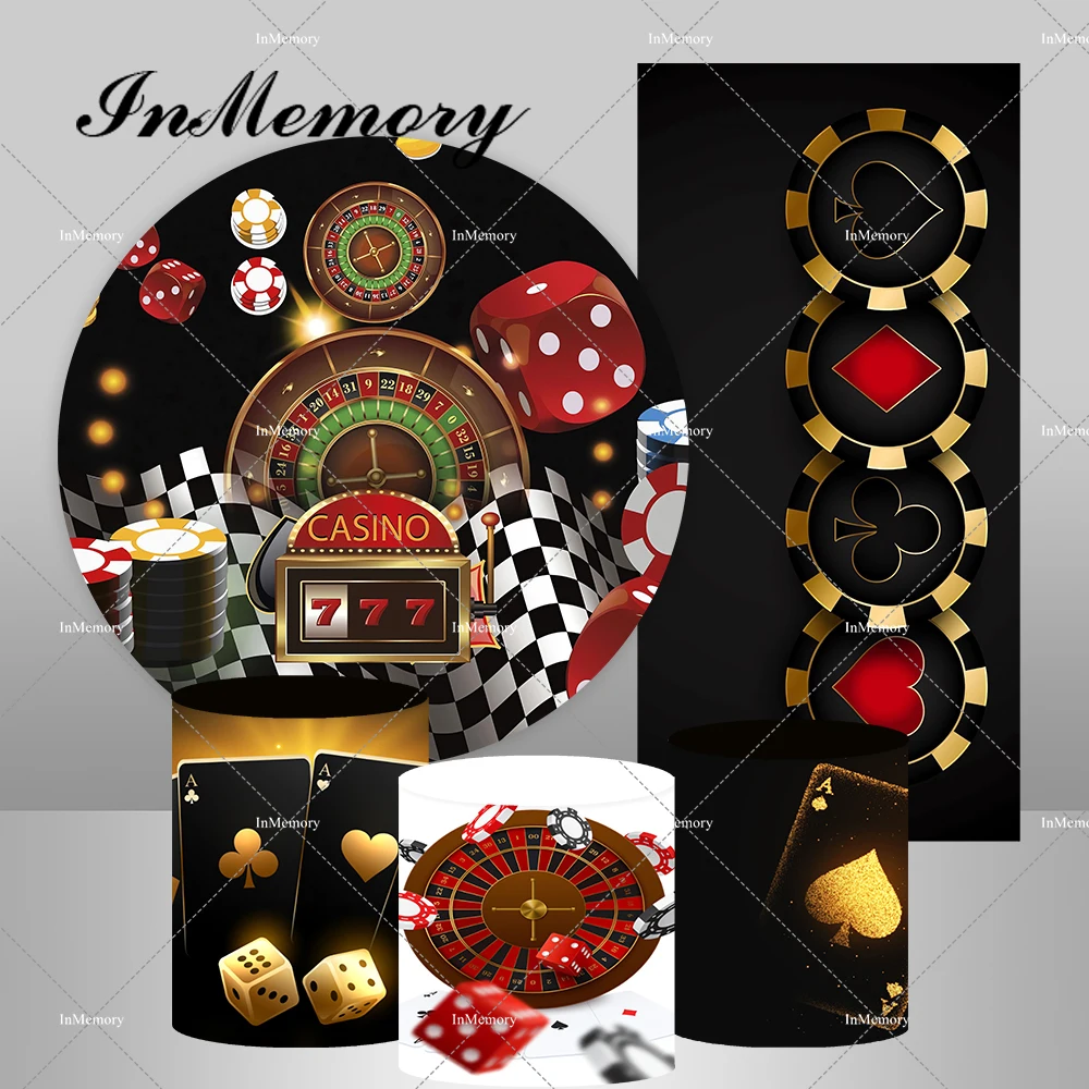 

Casino Party Round Backdrop Poker Las Vegas Roulette Birthday Party Theme Casino Night Photography Background Decor Props