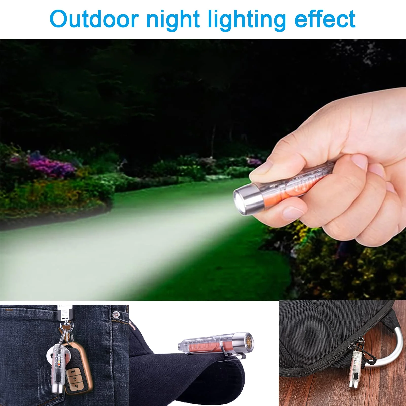 Mini Keychain Flashlights EDC Portable Pocket Bright Flashlight USB-C Rechargeable For Daily Using Backpacking Camping Hiking