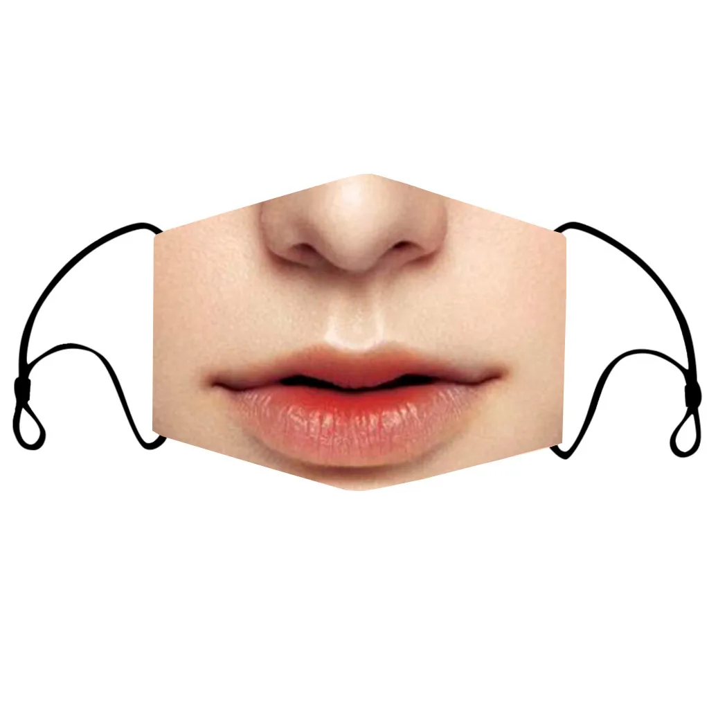 Adult Women Big Mouth Funny Face Mask Odorless And Irritation-Free Comfortable Mask Reusable Washable Breathable Smile Mask