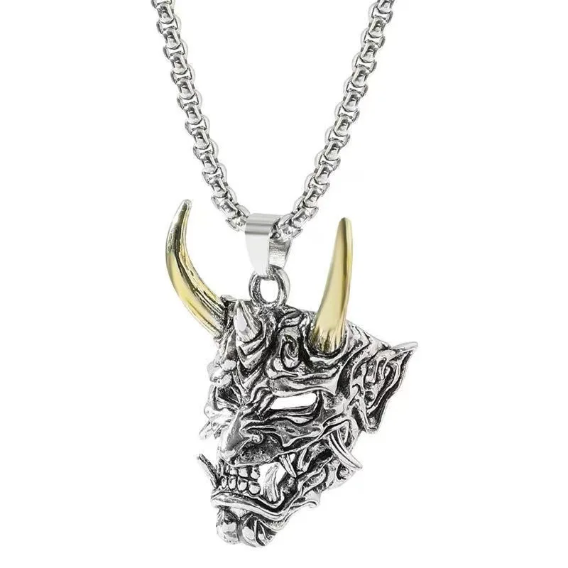 Arrogant and cold style Prajna mask, Japanese and Korean style ghost head necklace, men's and women's trendy accessories