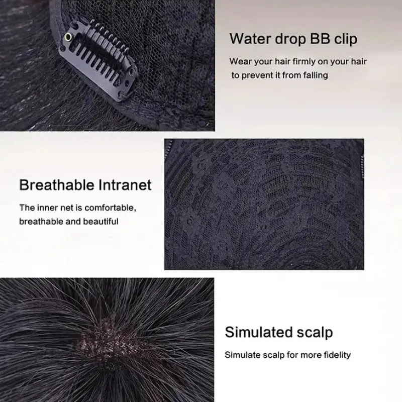Synthetic Fake Fringe Bang Hair Clip In Front Neat Bang Extensions Natural Invisible Cover White Hair Styling Accessories