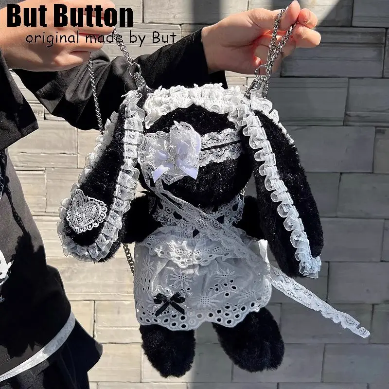 

Сумка-аксессуар для косплея в стиле готической Лолиты Y2K с кружевным плюшевым кроликом и пикантной сумкой для куклы Harajuku для девочек, подходит в подарок для девочек