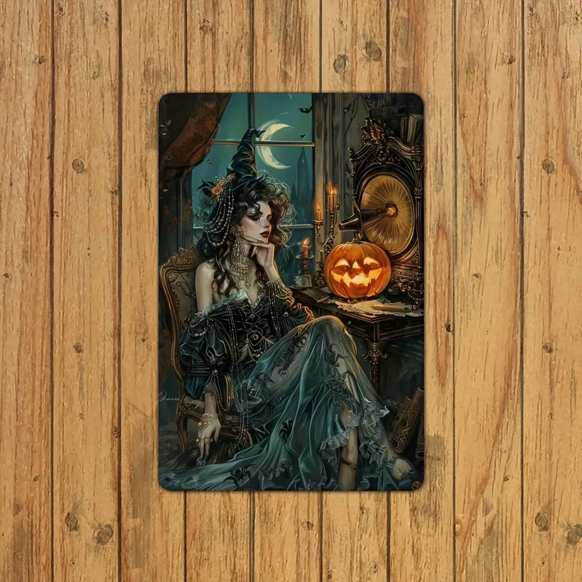 1pc Customizable Halloween Witch Iron Plaque, Indoor Outdoor Wall Ornament for Home Bar Garage Halloween Party Decor (Decor Only