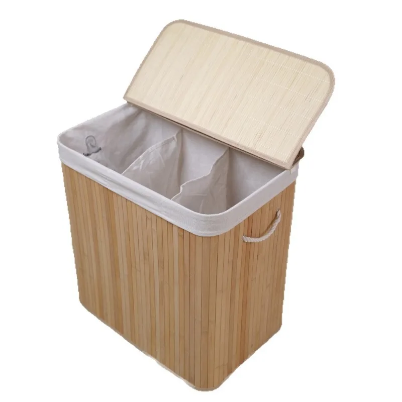 For foldable laundry basket with partition bamboo, storage bucket, toy snack wardrobe clothes