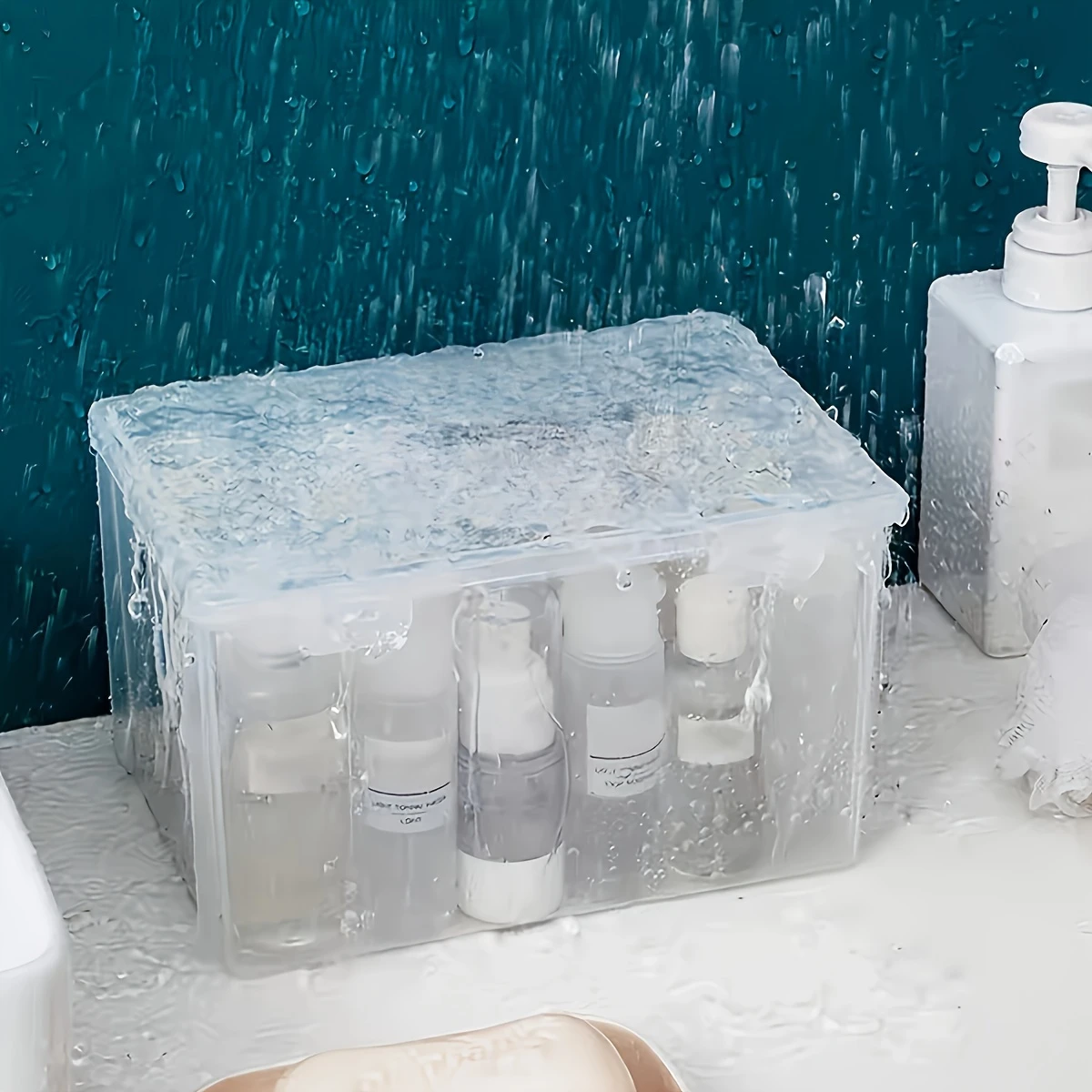 صندوق تخزين كبير من البلاستيك الشفاف - قابل للتكديس للوازم المكتبية/الملفات، مثالي للمنزل/المدرسة/المكتب، تصميم مستطيل ومرئي