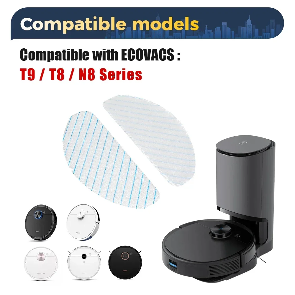 100 قطعة قماش ممسحة قوية يمكن التخلص منها لـ Ecovacs Deebot Ozmo T8 T8 + T8 AIVI T8 Max T9 T9 + T9 AIVI N8 N8 + N8 Pro N8 Pro + Robot Vacuum