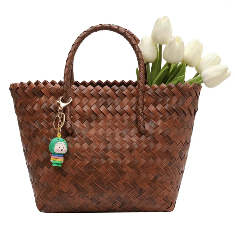 -ABJZ 여성용 여름 토트 핸드백, 대용량 패션 직조 밀짚 쇼핑 여행 가방 여성용