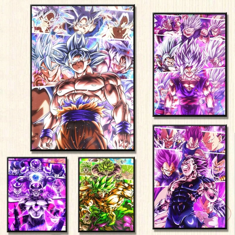 

Canvas Printing Classic Character Posters Dragon Ball Goku Kids Action Figures Vegeta Decorative Modern Living Room Posters