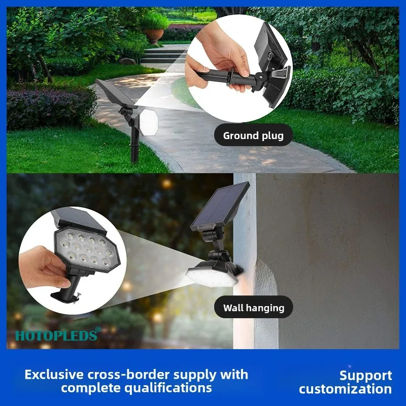 

New Solar Spotlight Floodlight Outdoor Garden Landscape Courtyard Wall Lamp Integrated Lawn Buried Floor Lamp