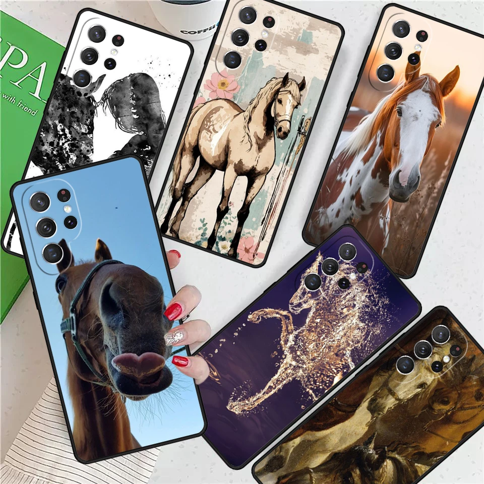 

Horse Animal For Samsung Galaxy S24 Ultra S21 S22 S8 S9 S10E Note 10 20 Plus FE S23 Phone case Cover Coque