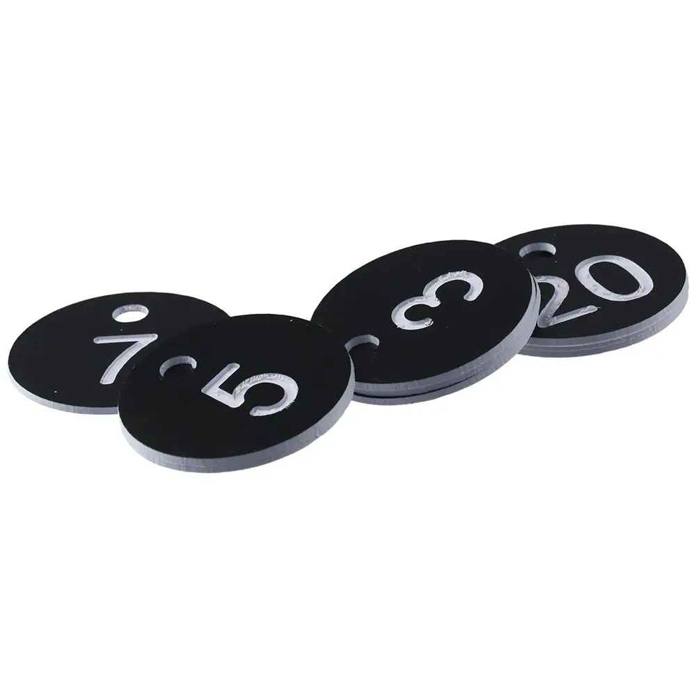 

20 Pack Teacher 1-20 Numbers Tags 35mm Black Numbered Keychains House Lockers Office