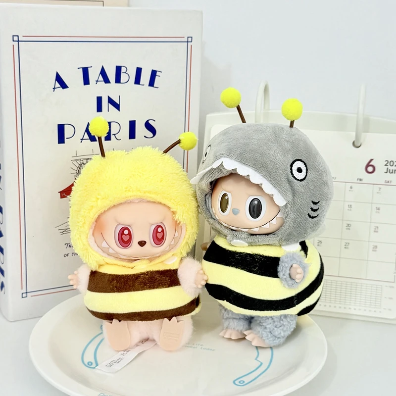 

Doll Clothes For 15-17cm Labubu Pendant Sitting Baby Bee Shark Two-piece Set Labubu Dolls Accessories Little Clothes Gifts