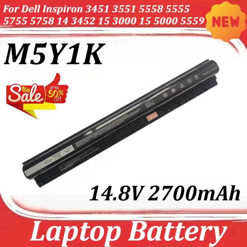 

M5Y1K 14.8V 2700mAh For Dell Inspiron 3451 3551 5558 5555 5755 5758 14 3452 15 3000 15 5000 5559 Laptop Battery