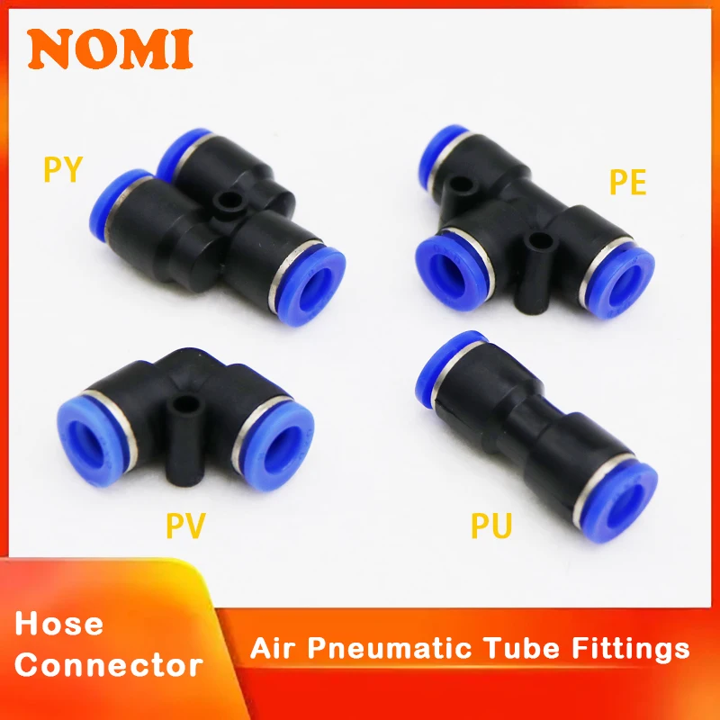 

5/10pcs Air Pneumatic Tube Fitting OD 4mm 6mm 8mm 10mm 12mm 14mm 16mm T Y L I Tpye PV Plastic Quick Connector Push In Pipe Hose