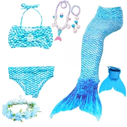 3pcs Girls Mermaid Tails Swimming Dresses Cosplay Costume Clothes Little Children Swimsuit for Kids Swimmable Halloween Gift