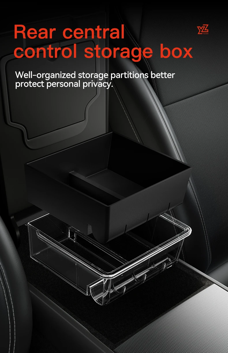 YZ Für Tesla Model Y YL Juniper 3 Highland 2021-2026 Aufbewahrungsbox Versteckte Armlehne Vordere Mittelkonsole Organizer Box Auto-Zubehör – Detail 16