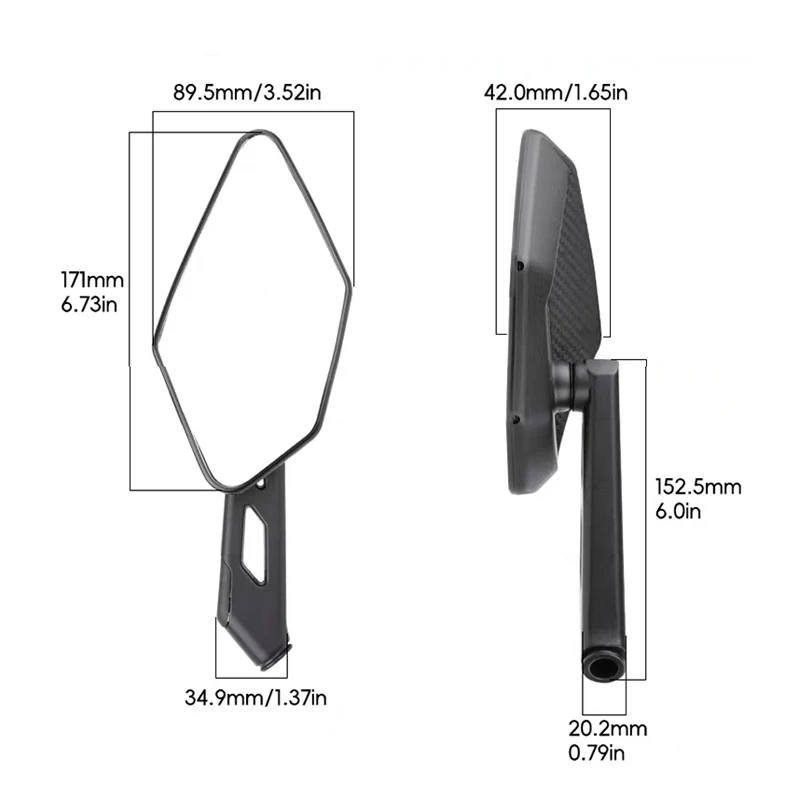 Zinc Alloy Motorcycle Rearview Mirror 8/10mm Black Side Convex Mirrors Accessories Universal for YAMAHA MT07 09 Honda Hornet 600