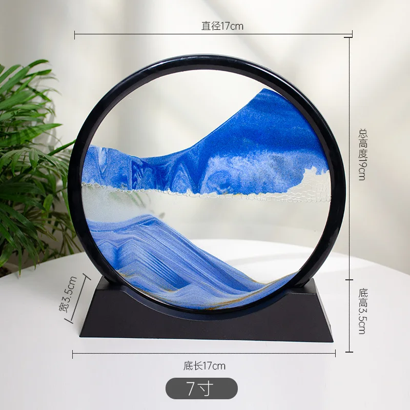 3D Hourglass Quicksand Moving Sand Art Picture Round Glass Deep Sea Sandscape Craft Flowing Painting Home Office Work Decor