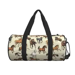 Borsa da palestra Sunset Horse Cool Animal Print Borse sportive da allenamento da viaggio Borse da fitness retrò grandi di design da uomo Borse da weekend