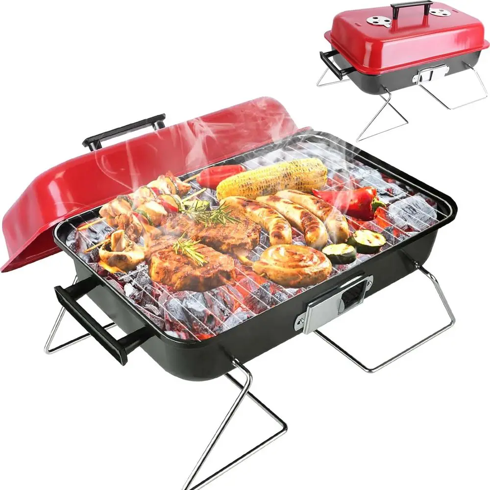 

Portable Charcoal Grill Outdoor Tabletop Small BBQ Smoker Folding Grill for Backyard Camping Picnics Beach Cooking
