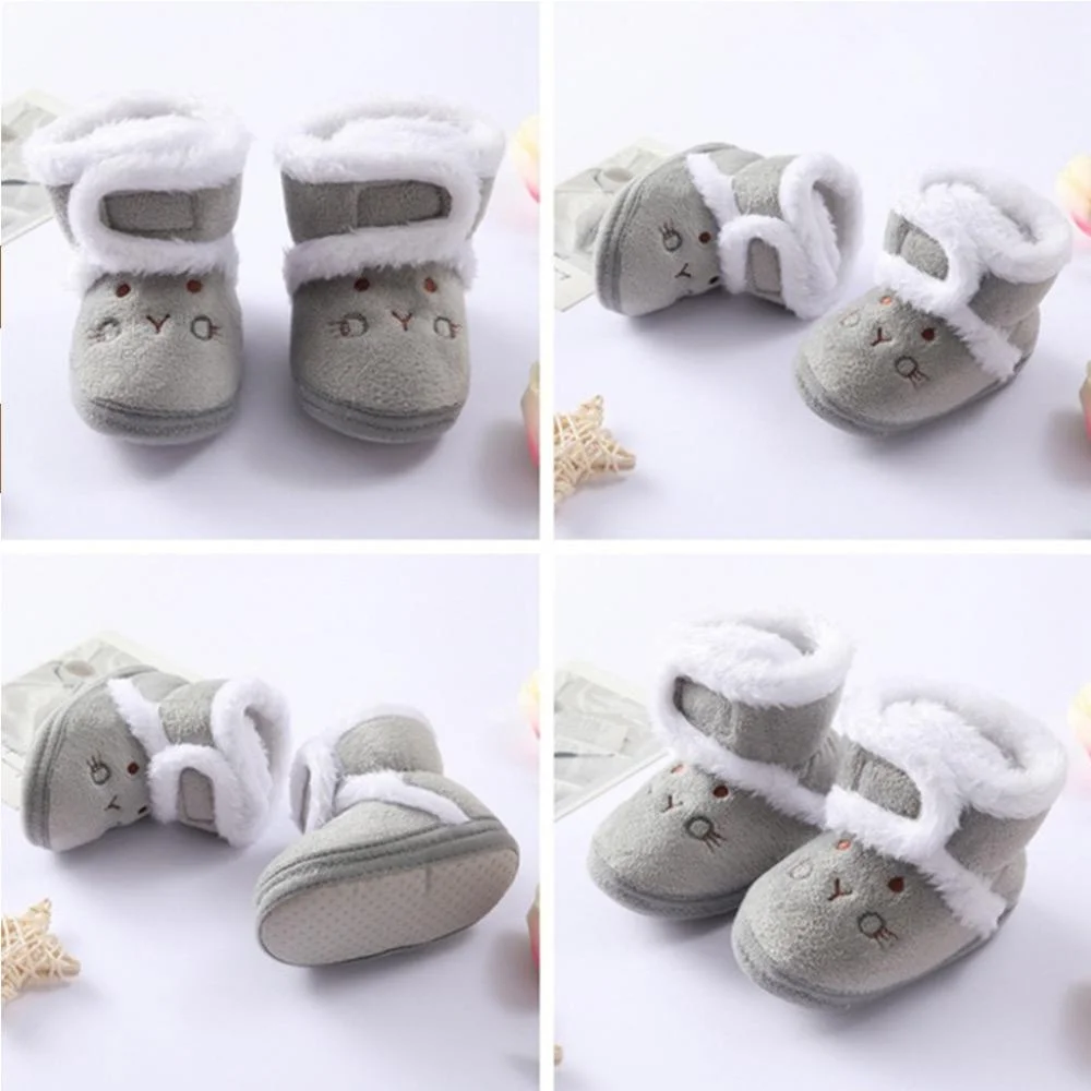 Winter Warm Coral Fleece Boots Cartoon Cotton Crib Shoes Newborn Baby Anti-Slip Snow Boots 0-18 Months view 5