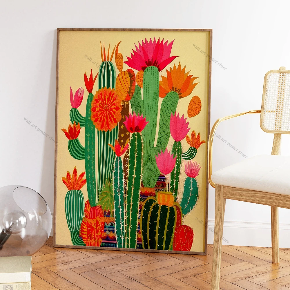 خمر المكسيكي المشارك غرفة ديكور جدار الفن التقليدي اللاتينية ديكور الأزهار طباعة النباتية جدار الفن الاستوائية طباعة الفن اللاتينية هدية #2