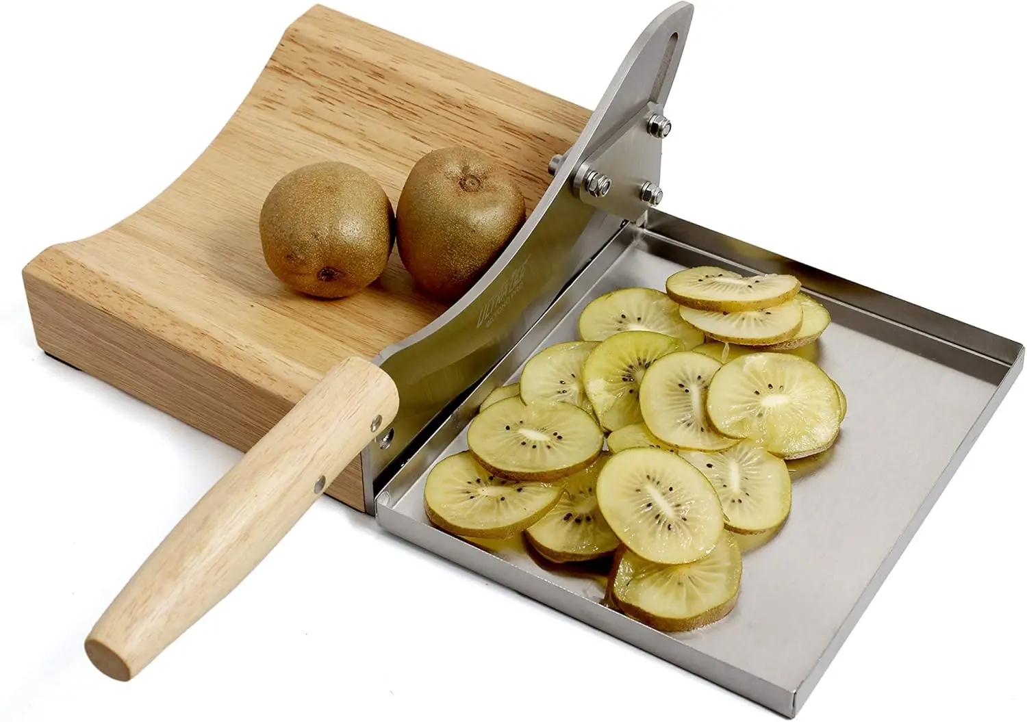 Cortador de alimentos de aço inoxidável premium com bandeja magnética para corte fácil