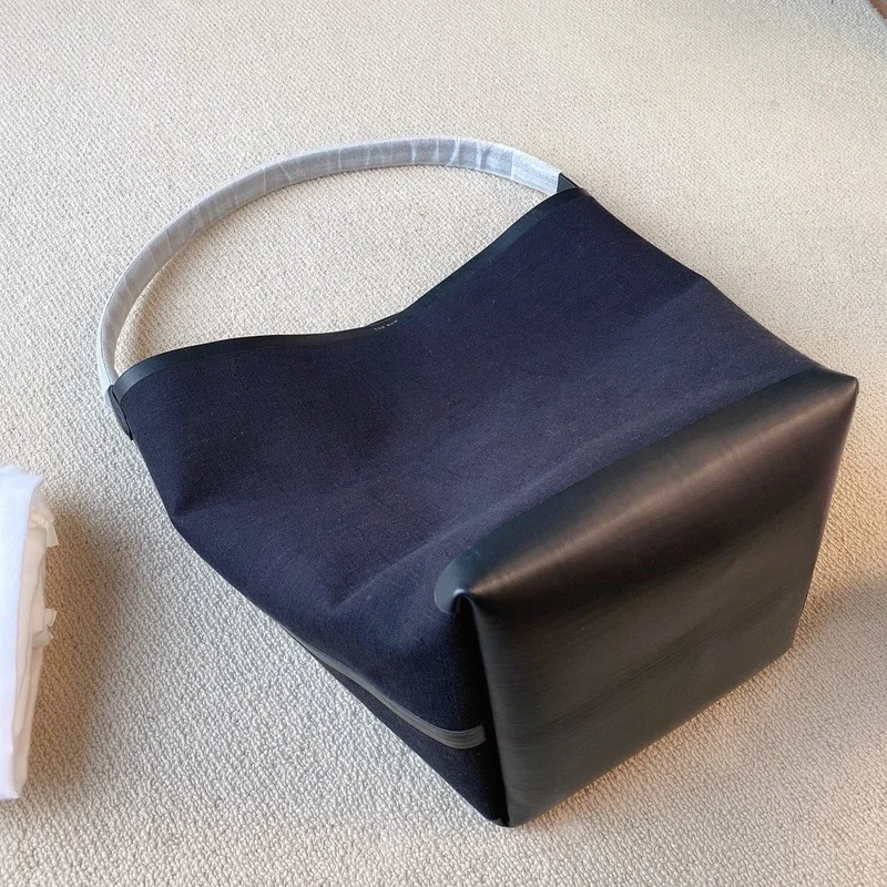 2022 New Tote Simple Fashion Cotton and Linen Leather Canvas Bag Shoulder Bucket Bag