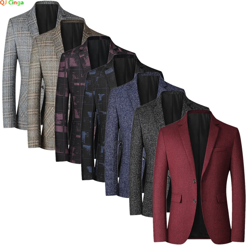 

2024 New Red Suit Jacket Men's Fashion Slim Dress Coat Blue Gray Yellow Blazers M-5XL