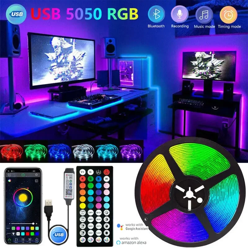 

RGB 5050 Светодиодная лента WIFI App Alexa Control 5V USB Светодиодная лента Гибкая лента Диодная лента для спальни, сада, вечеринки, свадебной игры