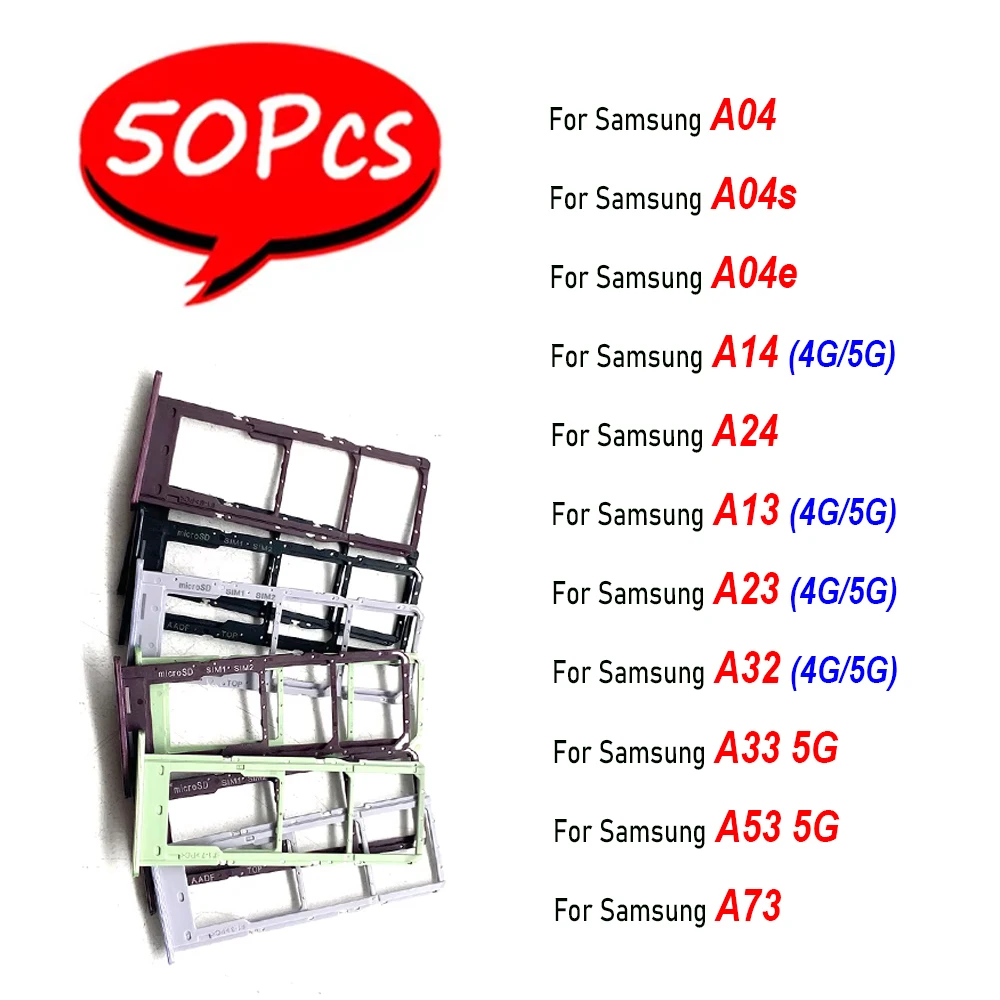 

50 шт., для Samsung A04 A04S A04E A14 A13 A23 A32 4G 5G A33 A53 A73 A24 лоток для SIM-карты чип слот ящик держатель адаптер гнездо часть