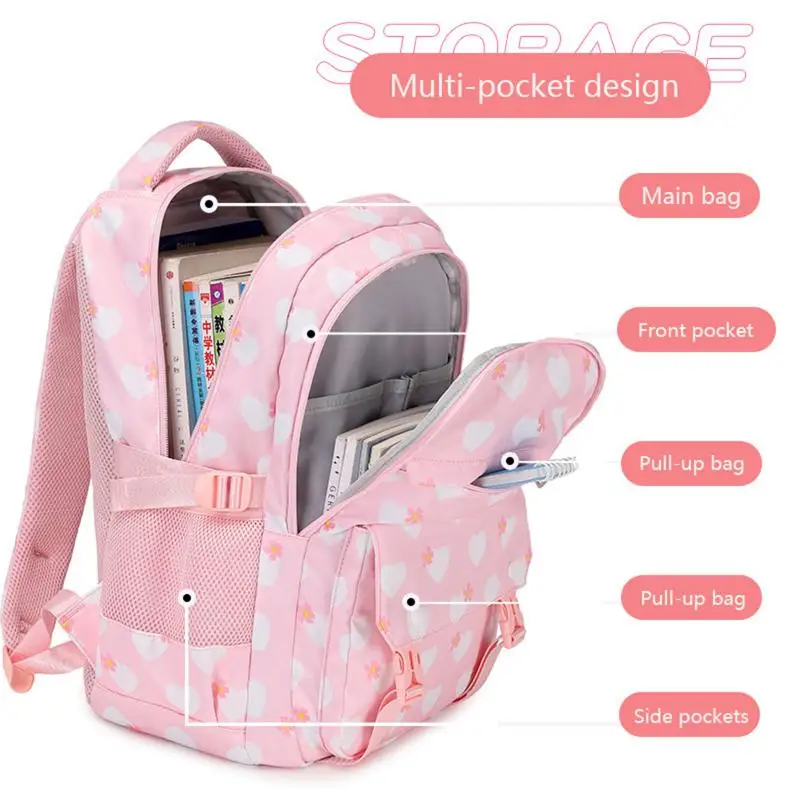 School Backpack for Girls With Lunch Box 3 Pcs/Set School Bags Children Students Backpack Waterproof Kids Bookbag Pencil Case