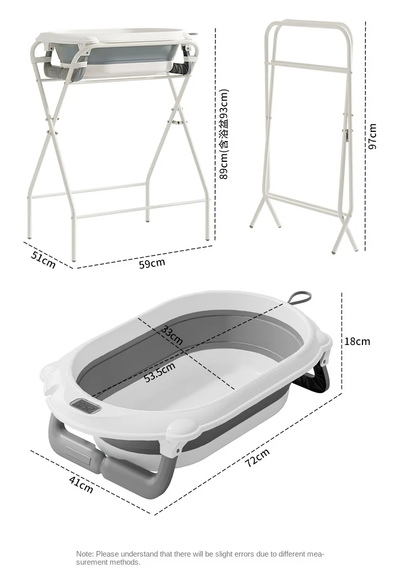 Baby Bath Tub with Stand and Temperature-Sensitive Set Foldable Bath Tub Stand with 50kg Weight Capacity For Baby Bathing
