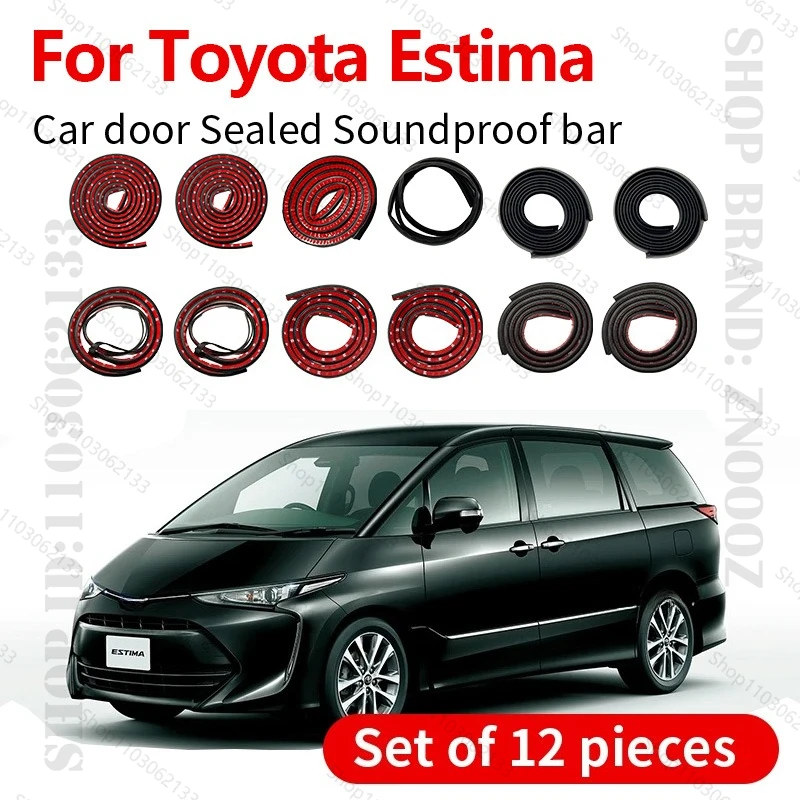 

For 1990-2019 Toyota Estima Car Door Seal Strip Rubber Double Layer Sealing Protector Soundproof Dustproof Seal Strip 12PCS Set